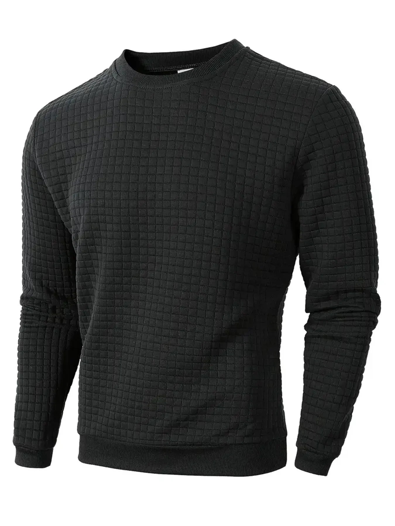 Quilted Jacquard Crew Neck Sweater