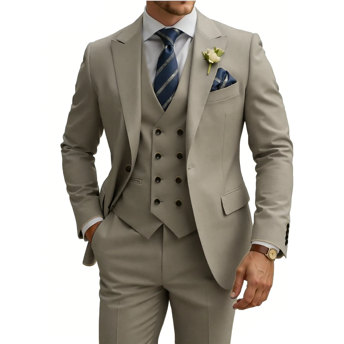 Double Breasted Slim Fit 3-Piece Tuxedo Suit