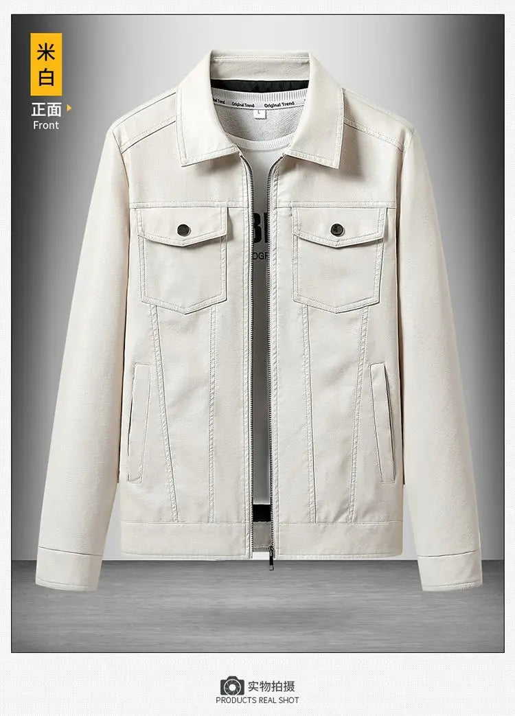 Lapel Sheepskin Leather Jacket