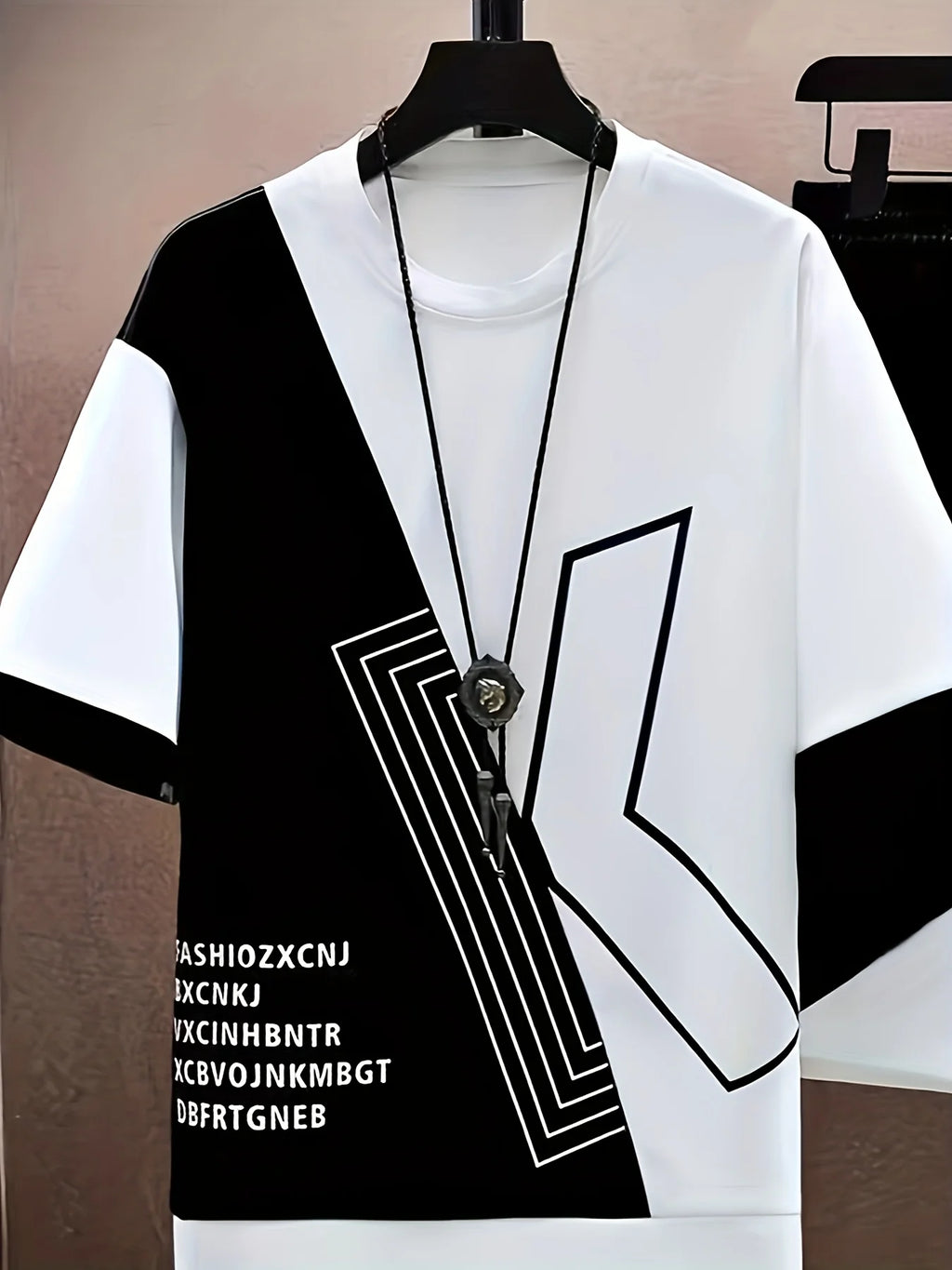 3D Letter Print Lightweight Two-Piece Set