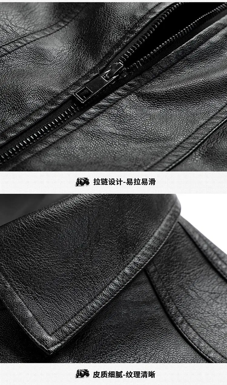 Lapel Sheepskin Leather Jacket