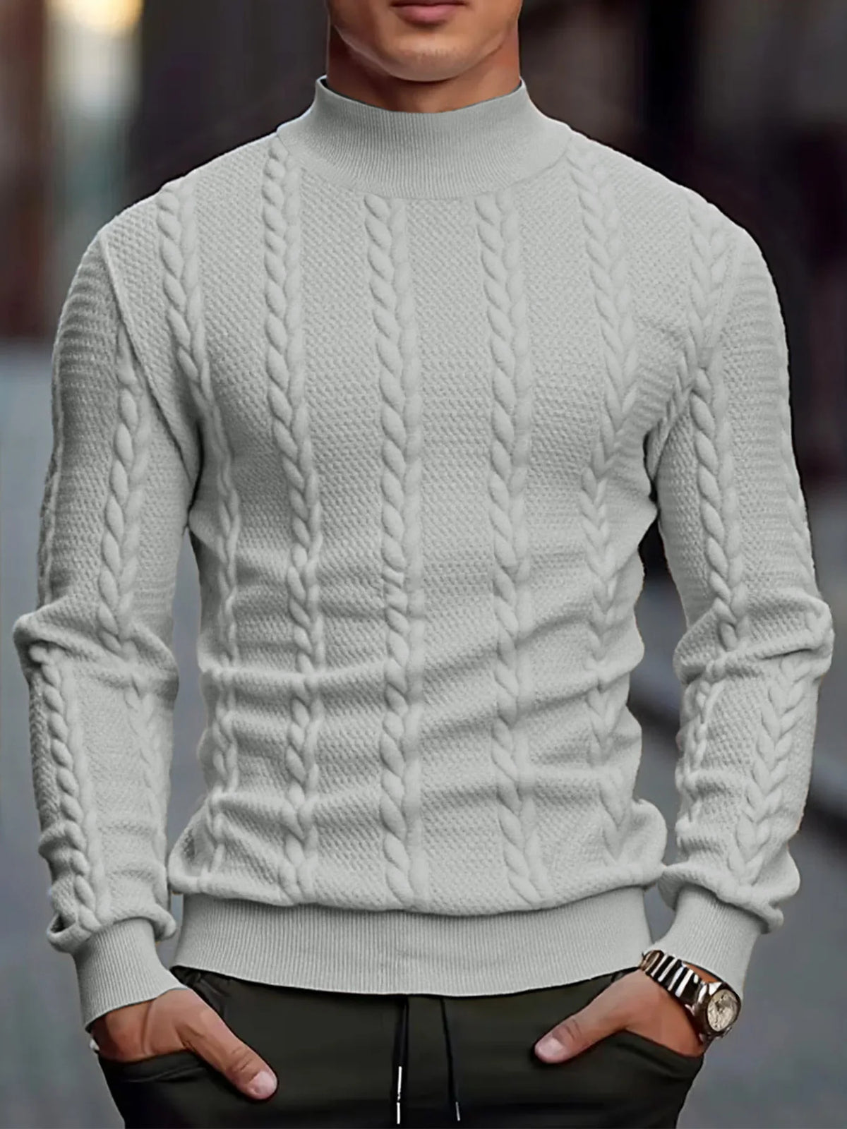Ribbed High Neck Slim Fit Sweater