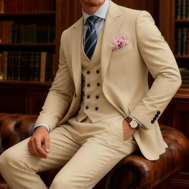 Double Breasted Slim Fit 3-Piece Tuxedo Suit