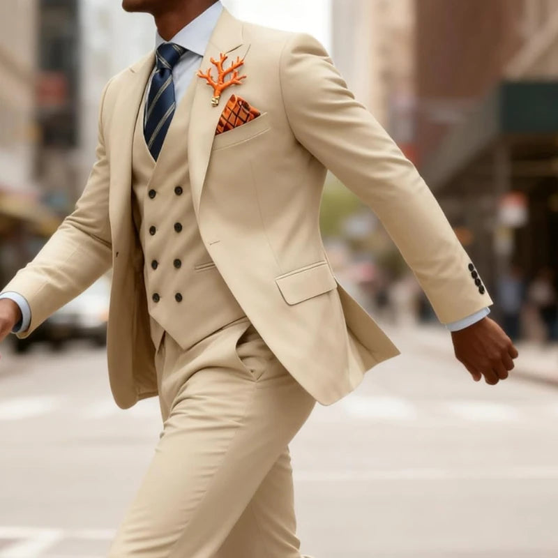 Double Breasted Slim Fit 3-Piece Tuxedo Suit