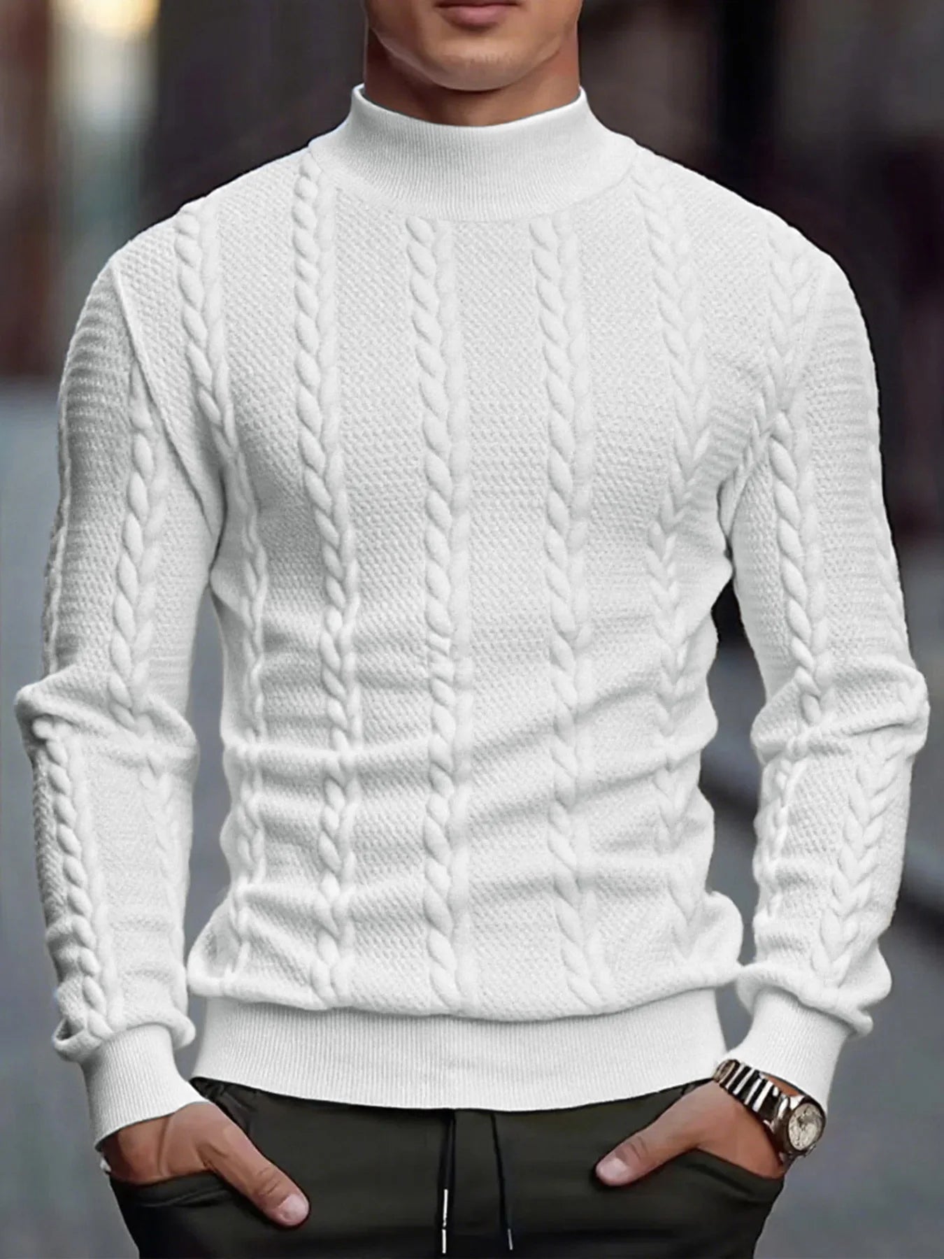 Ribbed High Neck Slim Fit Sweater