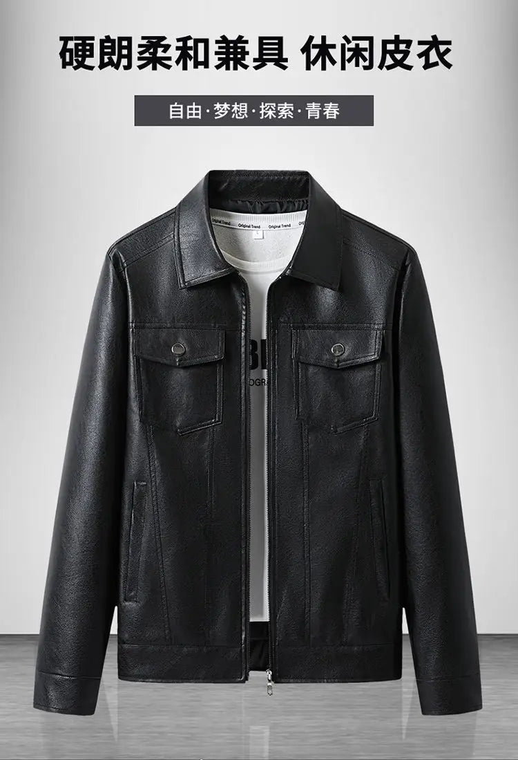 Lapel Sheepskin Leather Jacket