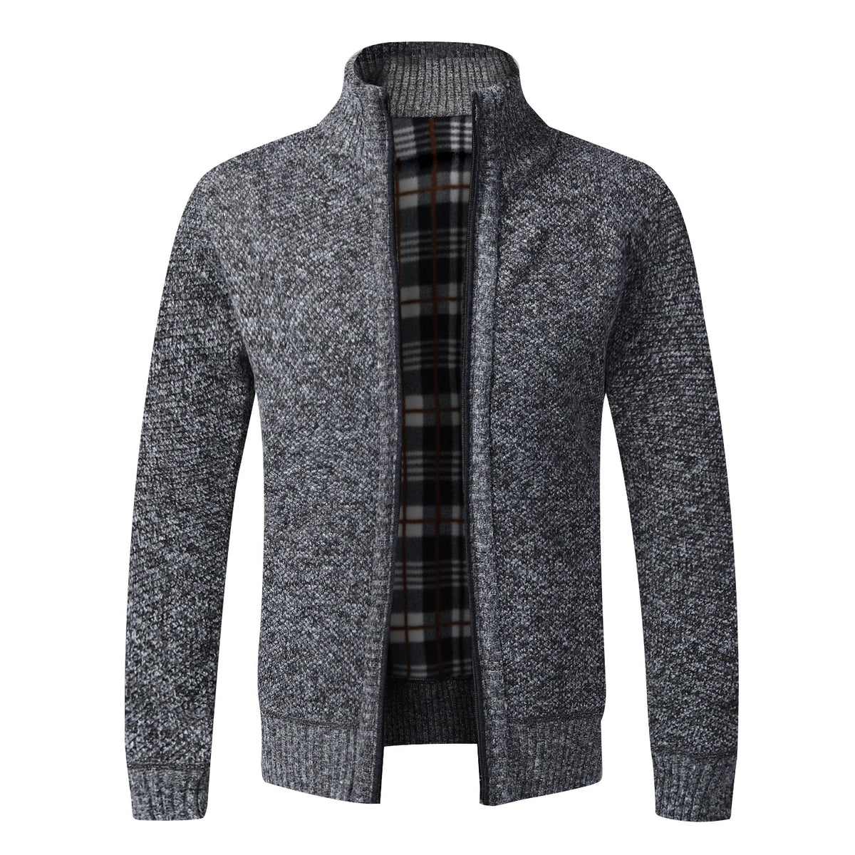 Fleece-Lined Full-Zip Knit Cardigan