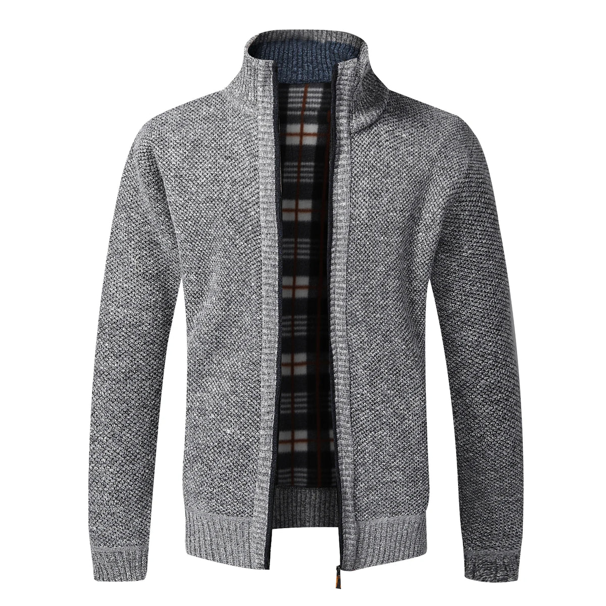 Fleece-Lined Full-Zip Knit Cardigan