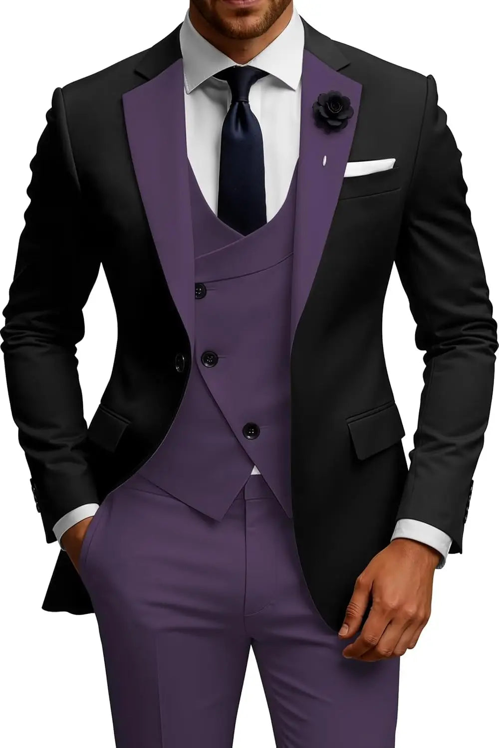 Slim Fit Double Breasted Wedding Suit Set