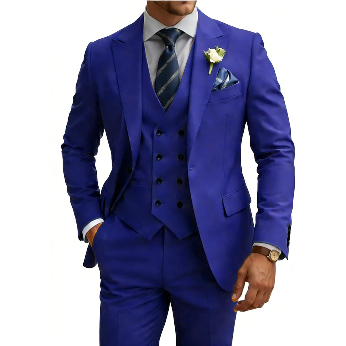 Double Breasted Slim Fit 3-Piece Tuxedo Suit