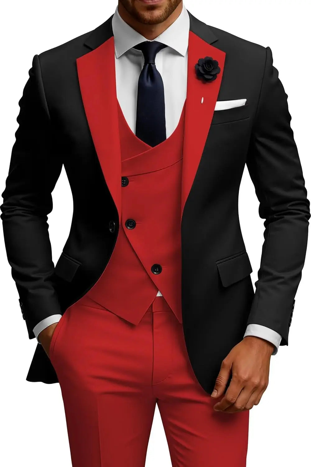Slim Fit Double Breasted Wedding Suit Set