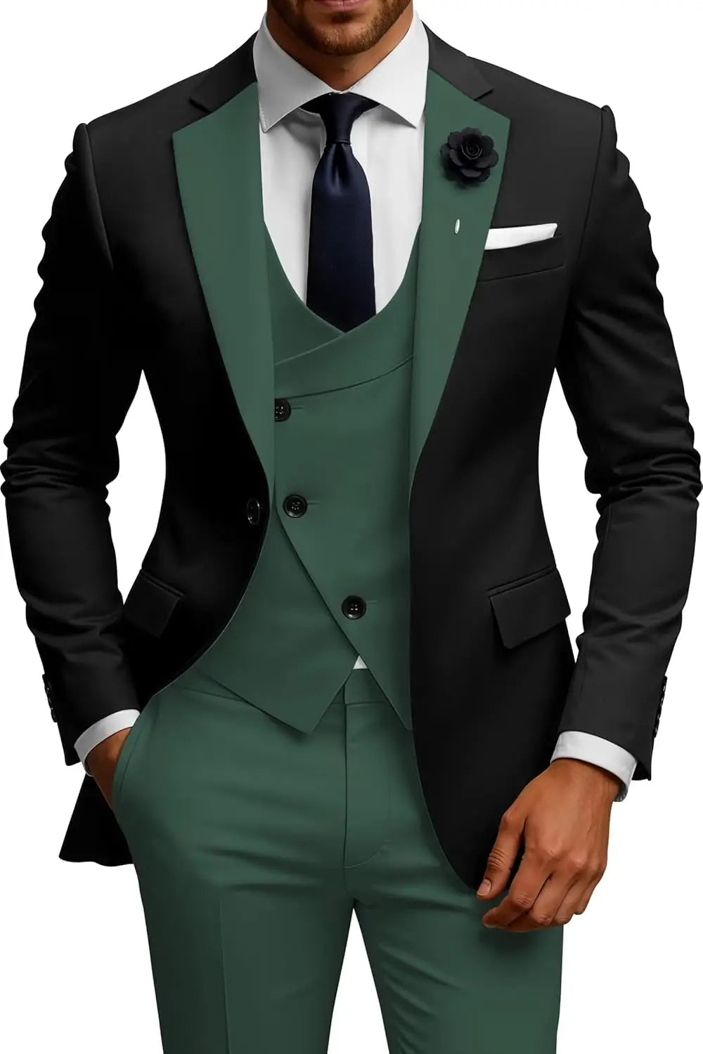 Slim Fit Double Breasted Wedding Suit Set