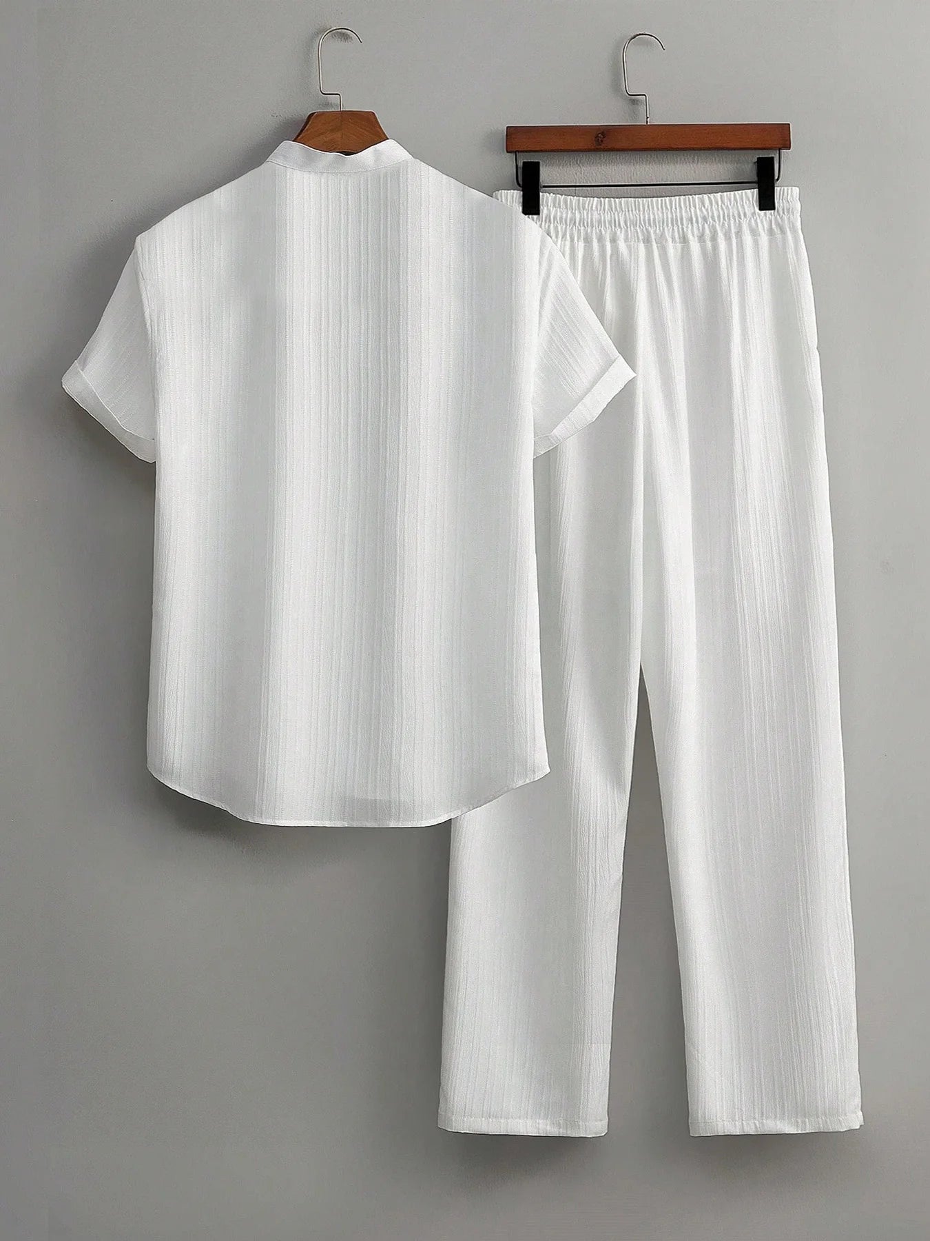 Textured Henley Shirt & Drawstring Pants Set
