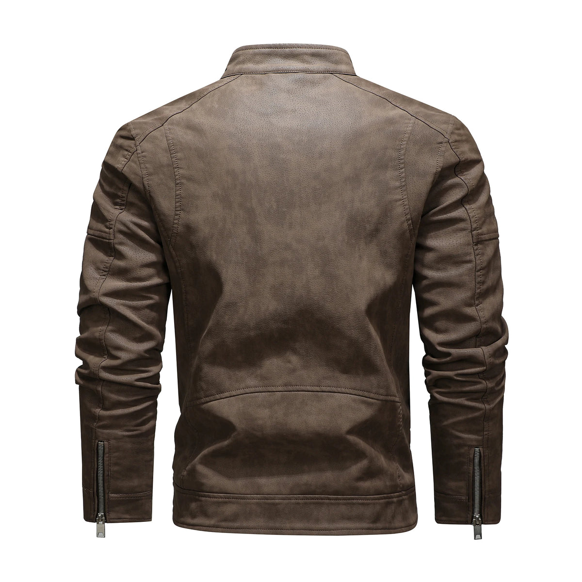 Fleece-Lined PU Leather Lapel Coat