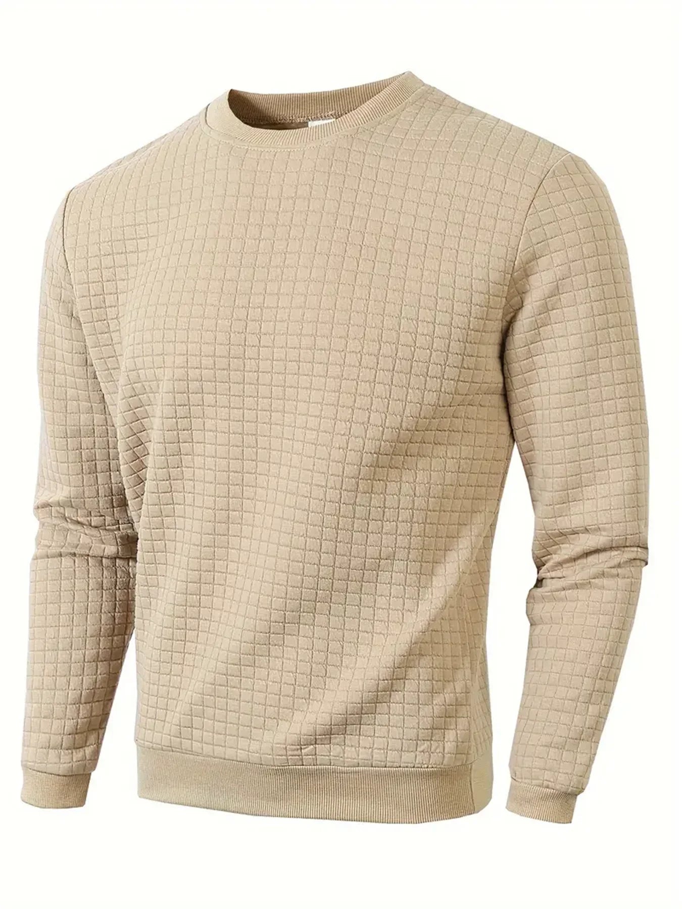 Quilted Jacquard Crew Neck Sweater