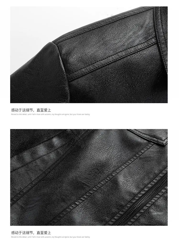 Lapel Sheepskin Leather Jacket