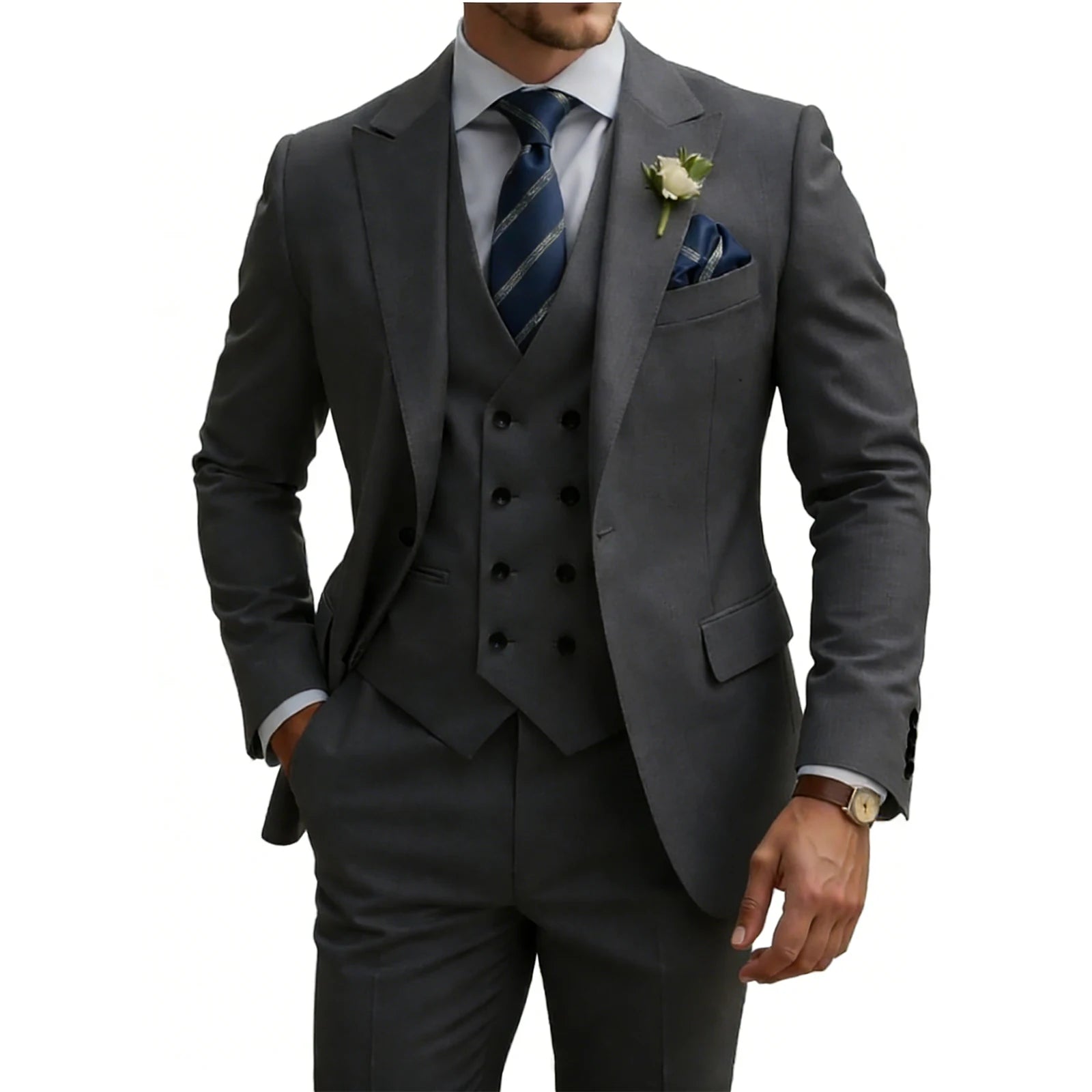 Double Breasted Slim Fit 3-Piece Tuxedo Suit