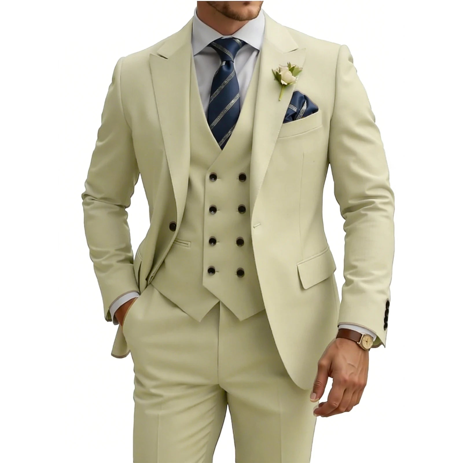 Double Breasted Slim Fit 3-Piece Tuxedo Suit