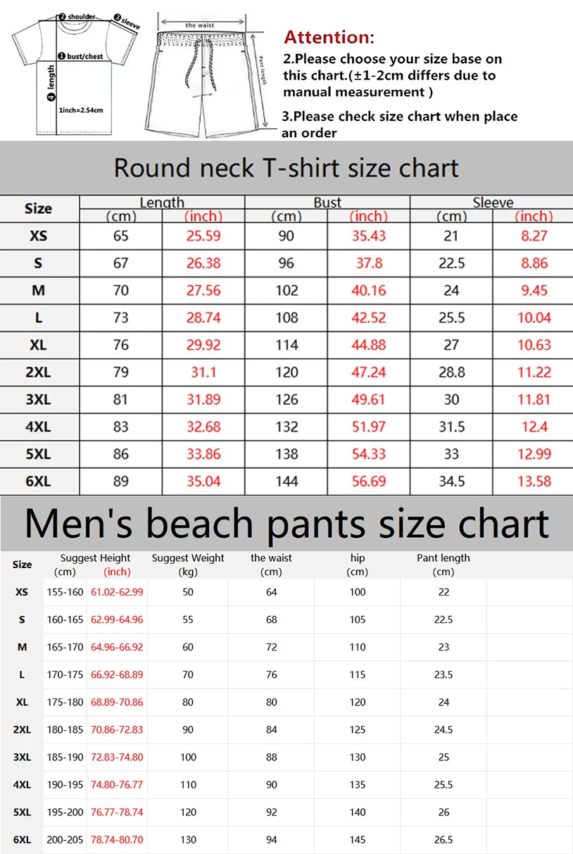 3D Digital Print Short Sleeve T-Shirt Set