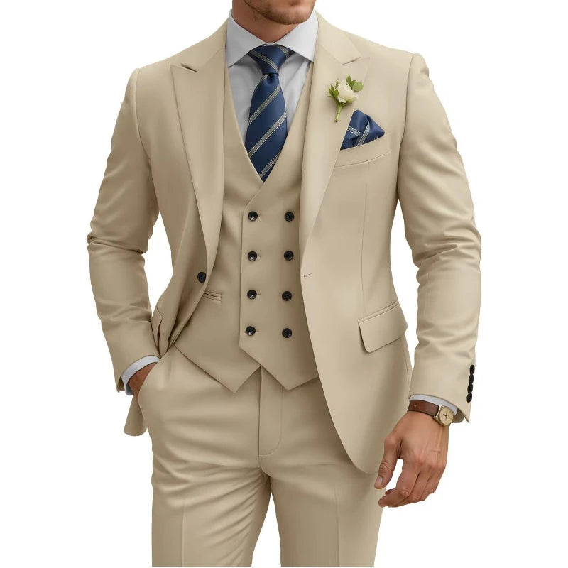 Double Breasted Slim Fit 3-Piece Tuxedo Suit
