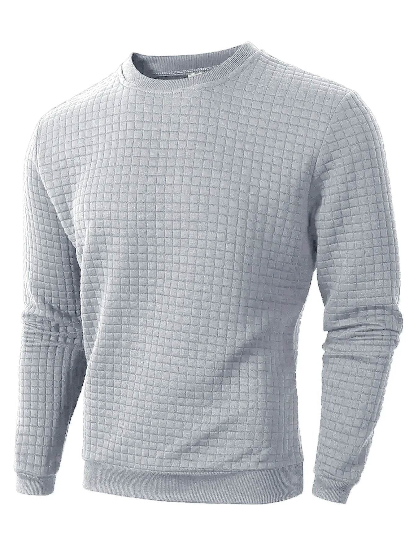 Quilted Jacquard Crew Neck Sweater