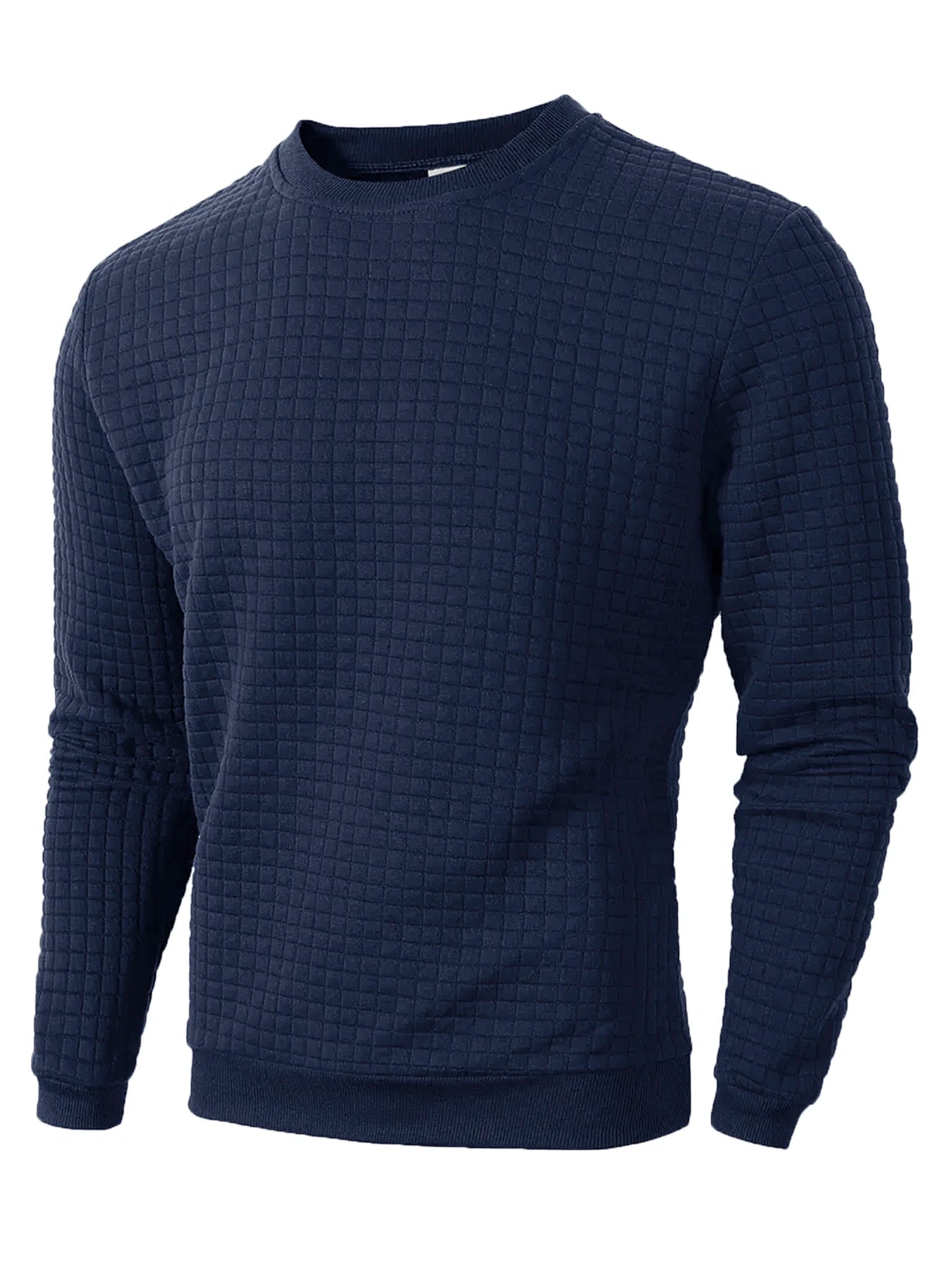 Quilted Jacquard Crew Neck Sweater