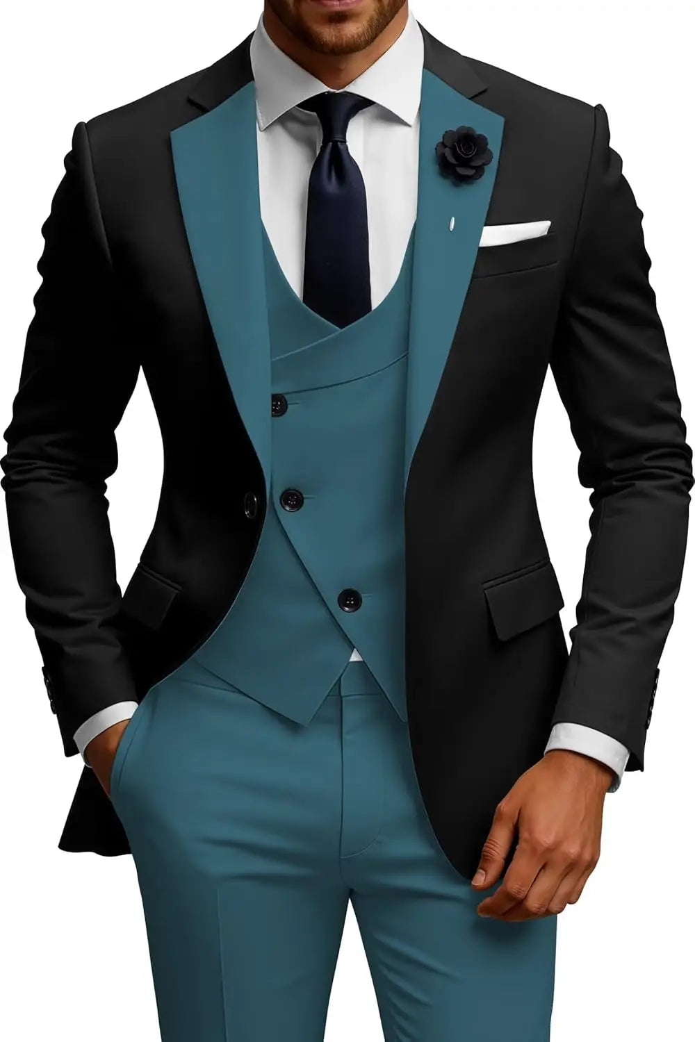 Slim Fit Double Breasted Wedding Suit Set