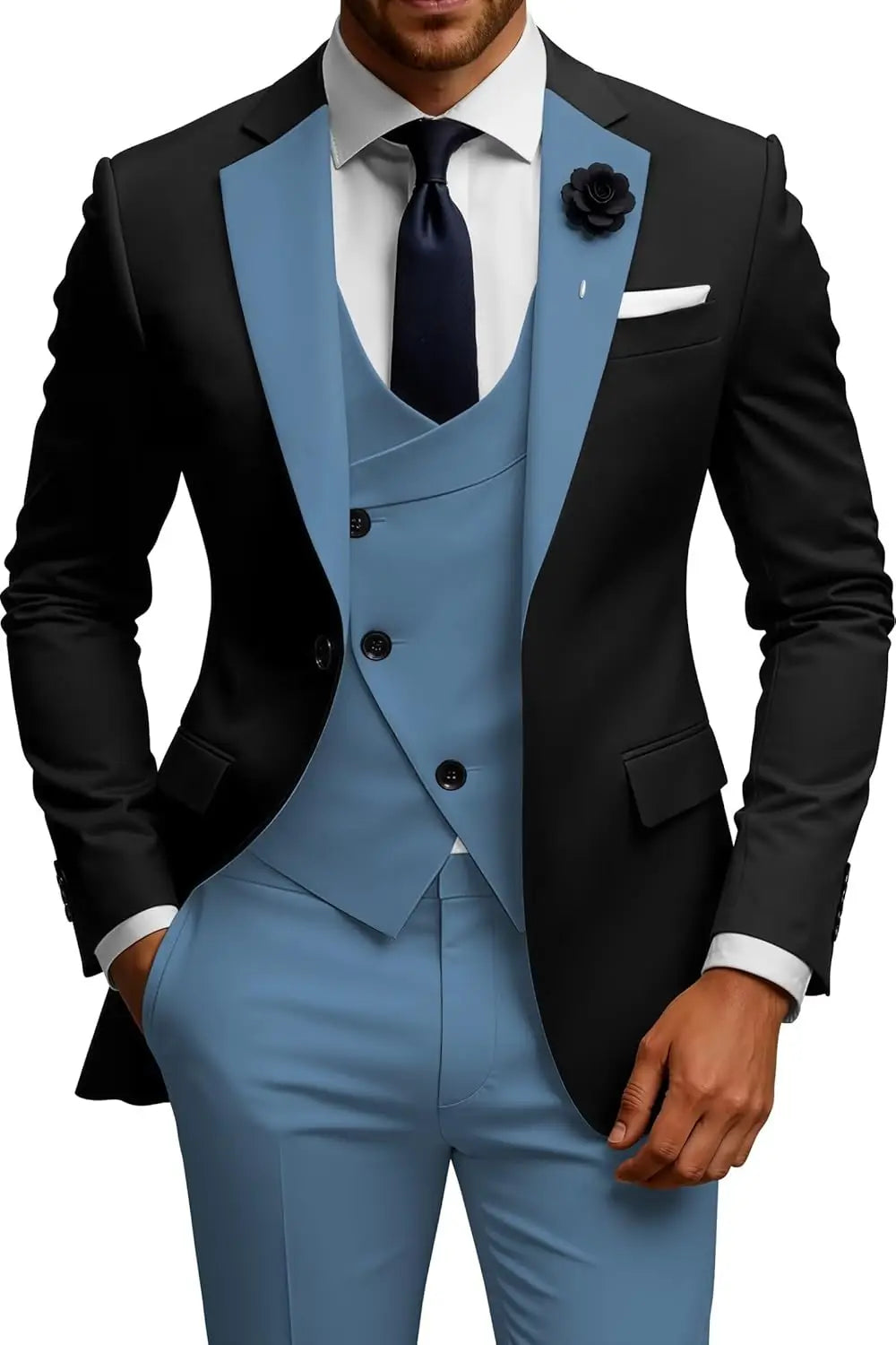 Slim Fit Double Breasted Wedding Suit Set