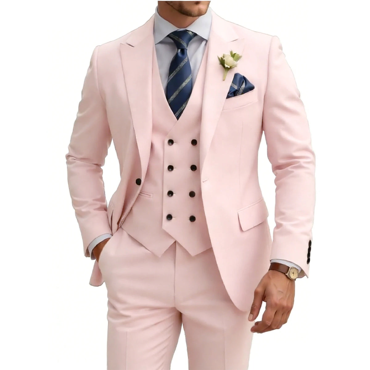 Double Breasted Slim Fit 3-Piece Tuxedo Suit