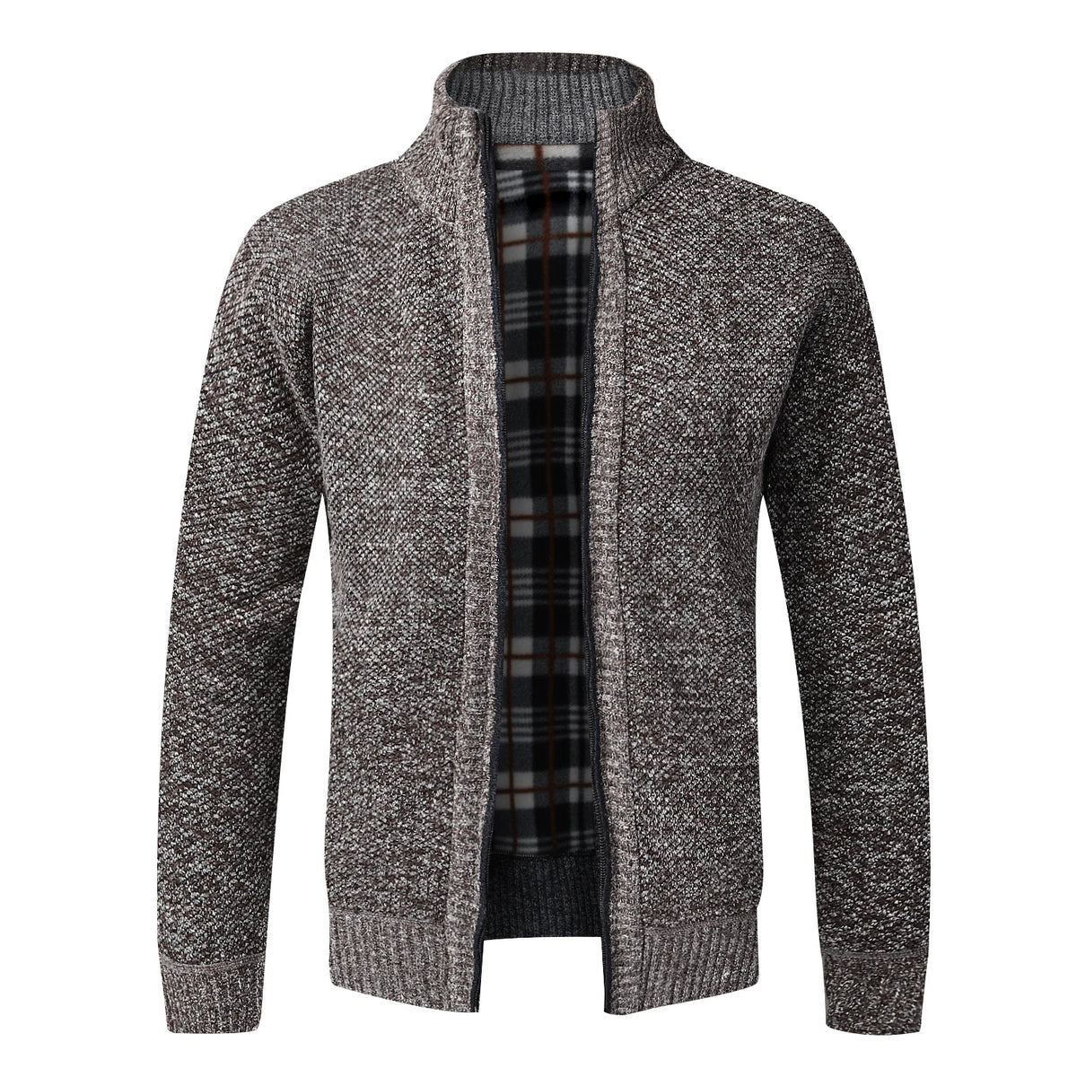 Fleece-Lined Full-Zip Knit Cardigan