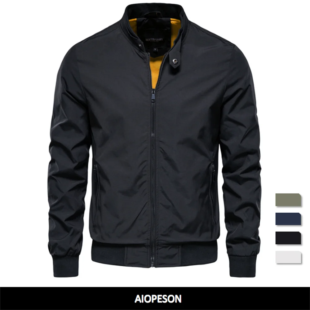 Casual Stand Collar Zip Bomber Jacket