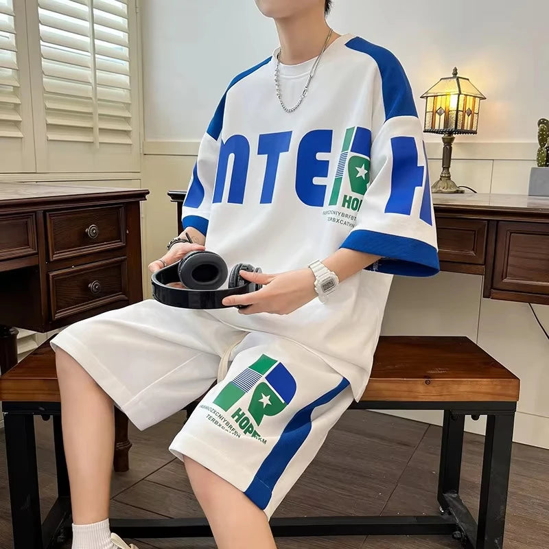 Loose Short Sleeve Shorts Leisure Sports Set