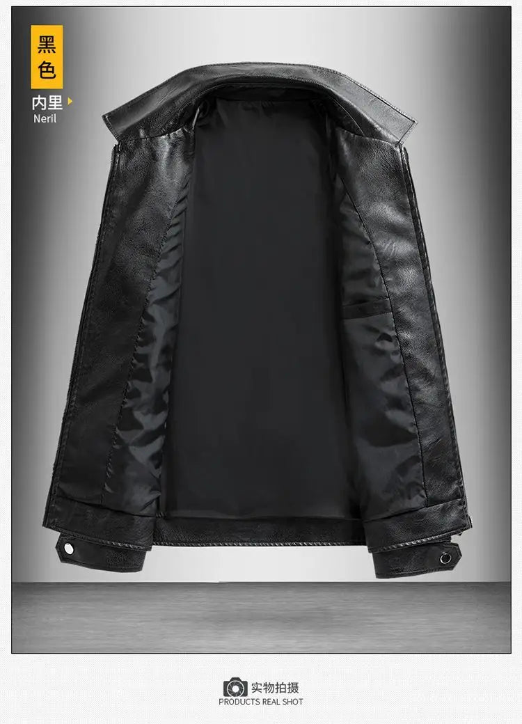 Lapel Sheepskin Leather Jacket