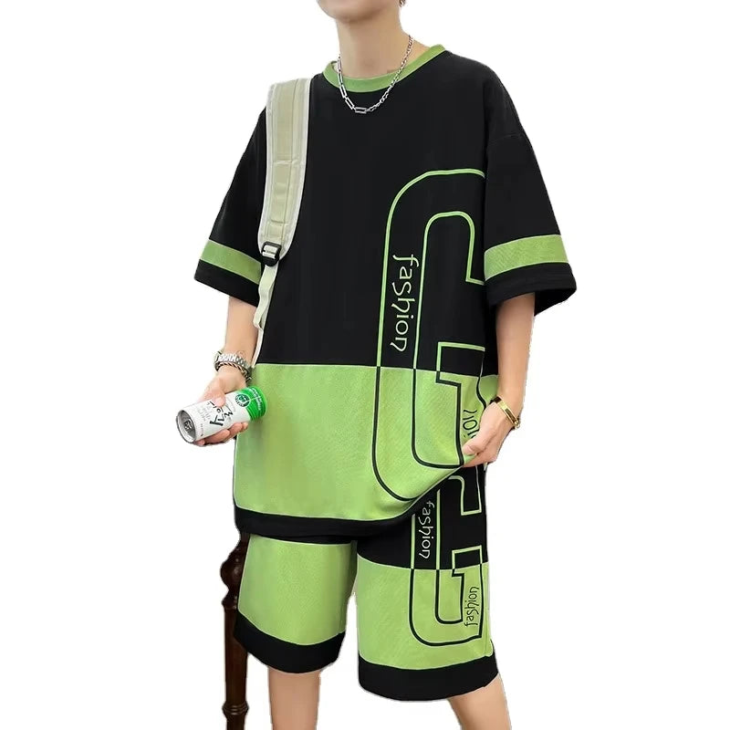 Loose Short Sleeve Shorts Leisure Sports Set