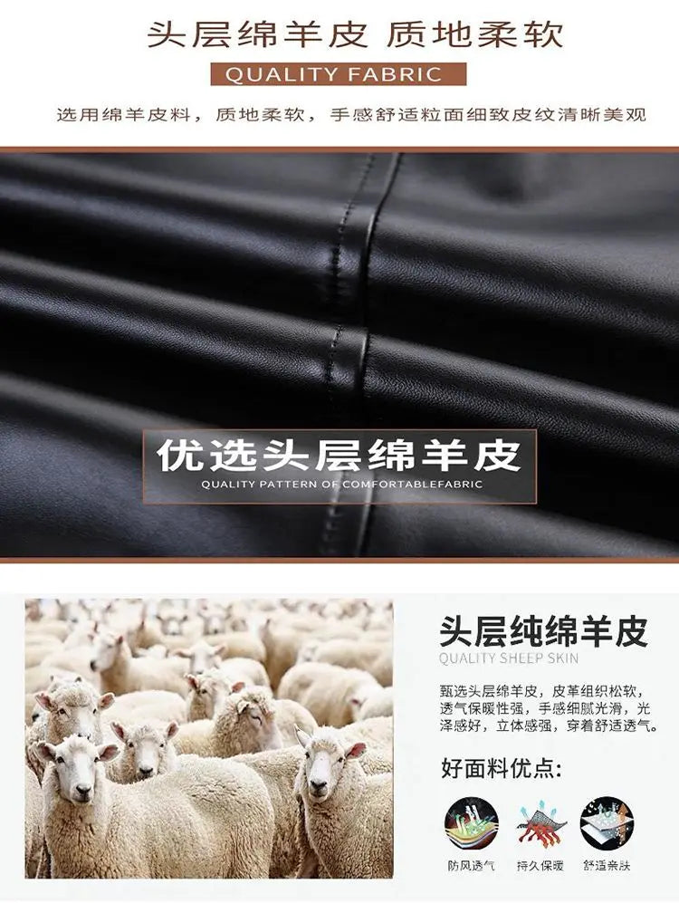 Lapel Sheepskin Leather Jacket