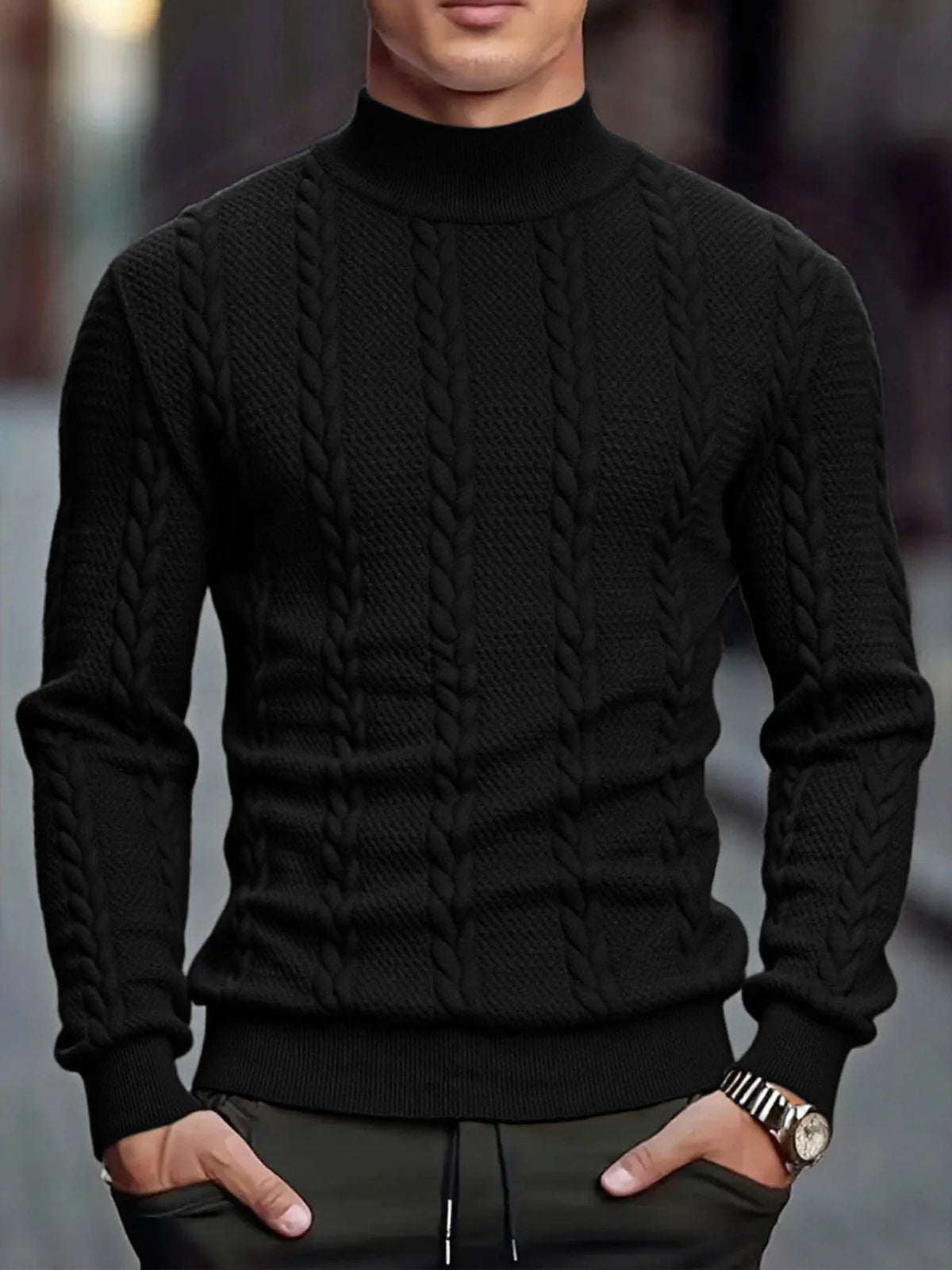 Ribbed High Neck Slim Fit Sweater