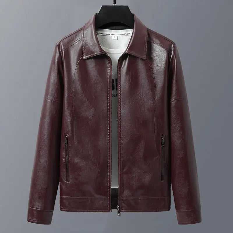 Lapel Sheepskin Leather Jacket