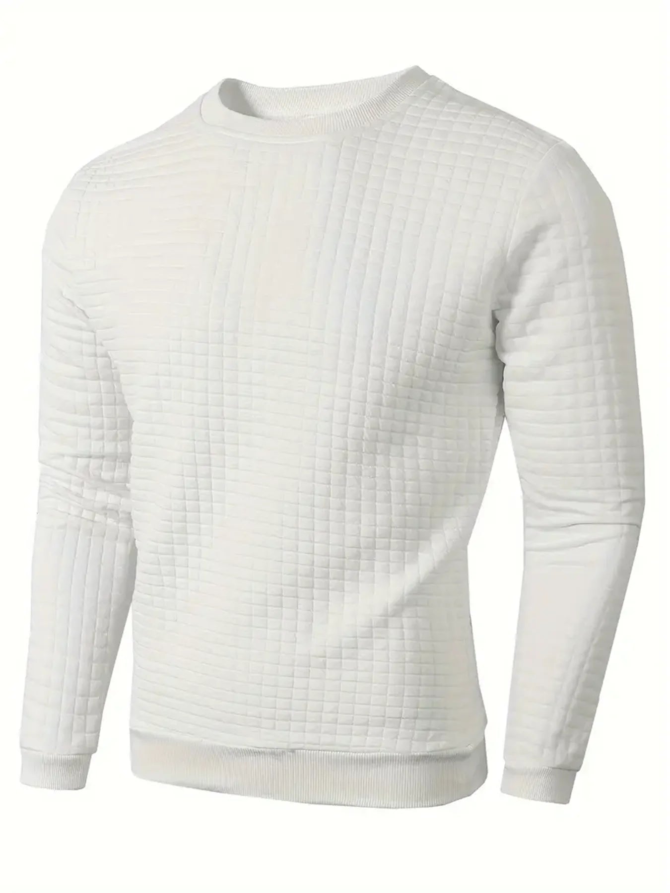 Quilted Jacquard Crew Neck Sweater
