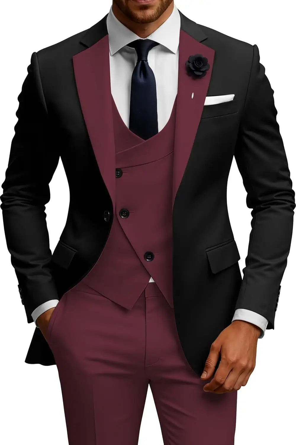 Slim Fit Double Breasted Wedding Suit Set