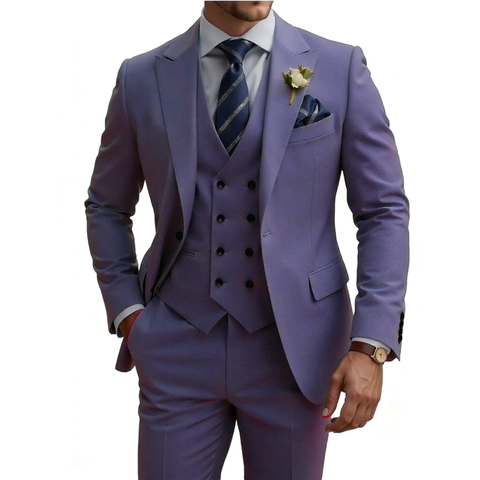 Double Breasted Slim Fit 3-Piece Tuxedo Suit