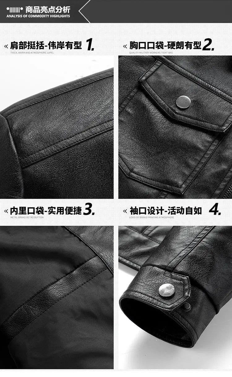 Lapel Sheepskin Leather Jacket