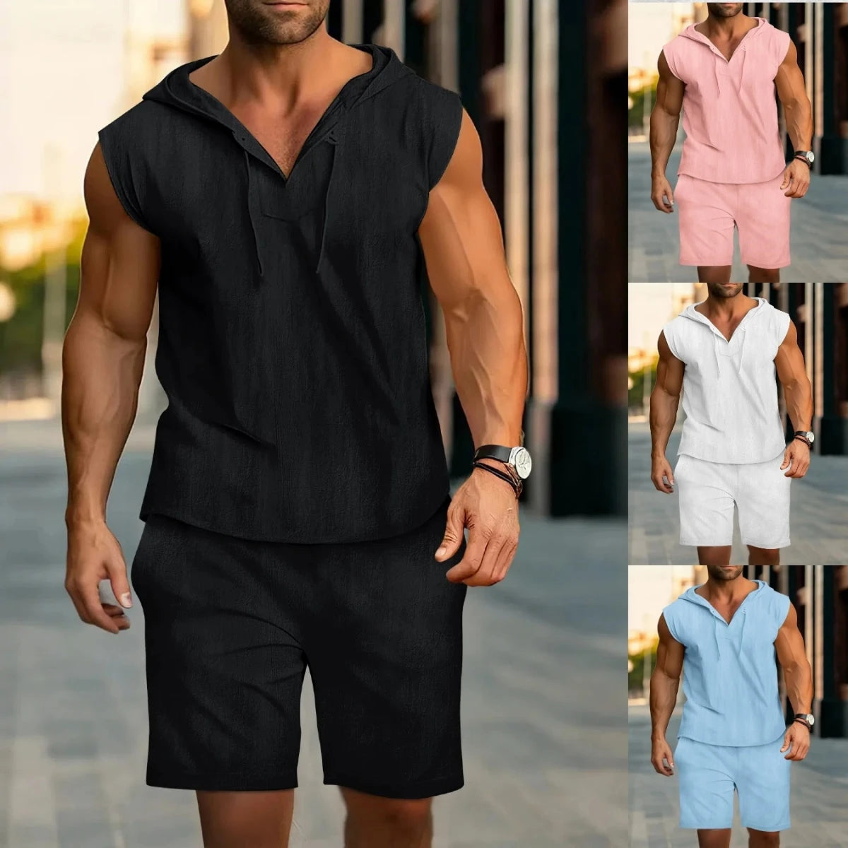 Casual Hooded Beach Two-Piece Set