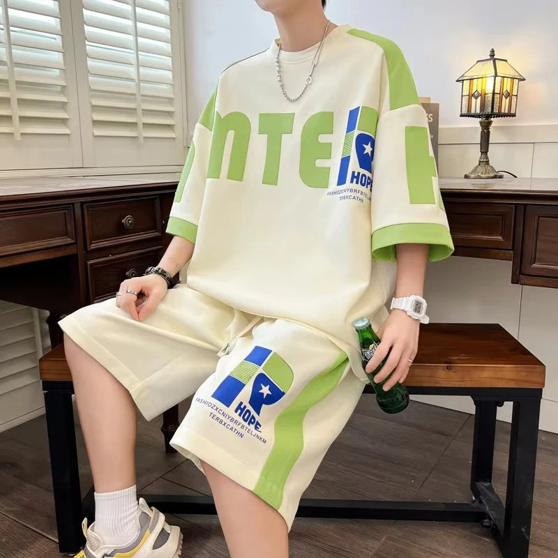 Loose Short Sleeve Shorts Leisure Sports Set