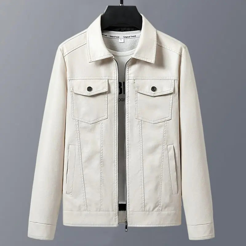 Lapel Sheepskin Leather Jacket