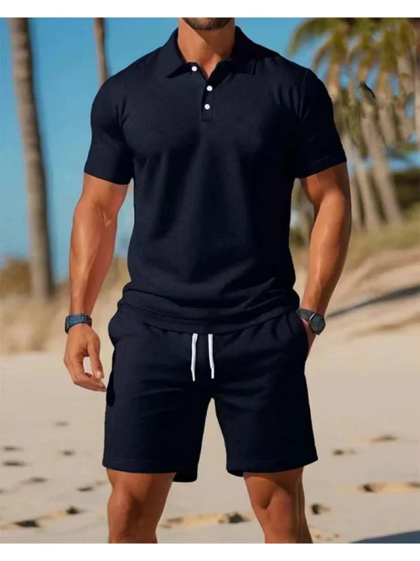 Slim Fit Polo Shirt & Shorts Set
