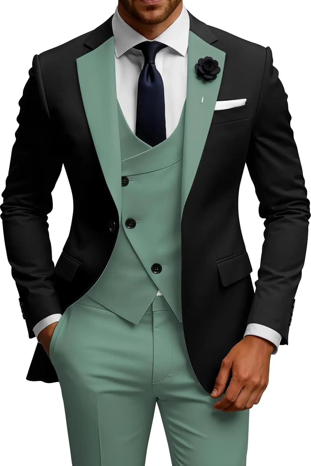 Slim Fit Double Breasted Wedding Suit Set