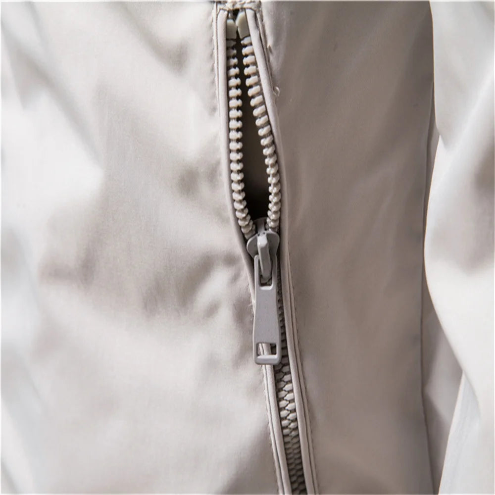 Casual Stand Collar Zip Bomber Jacket