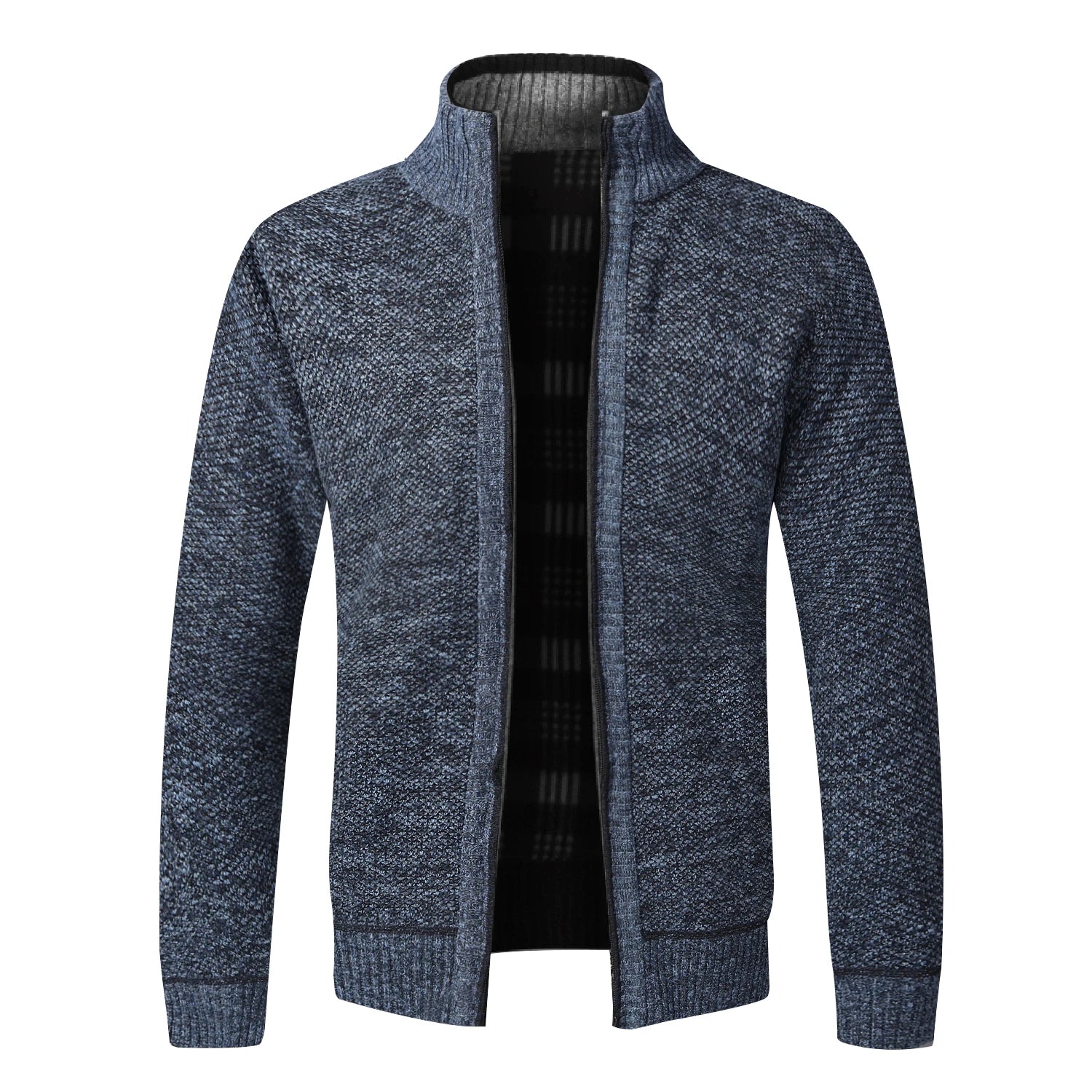 Fleece-Lined Full-Zip Knit Cardigan